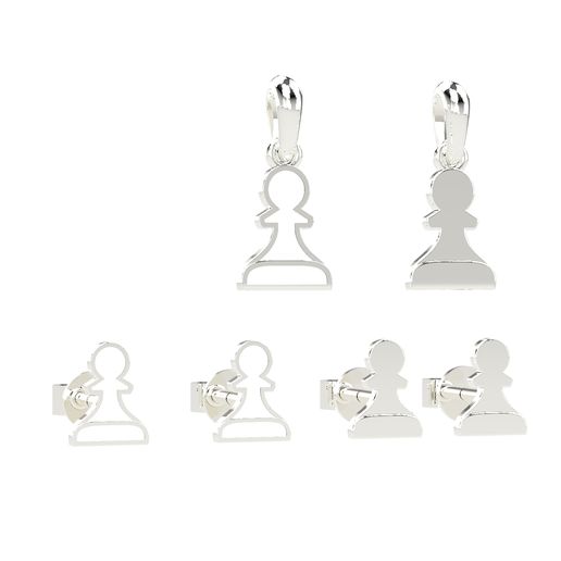 chess.613.jpg Pawn pendant and earrings chess set 3D print model 3D print model