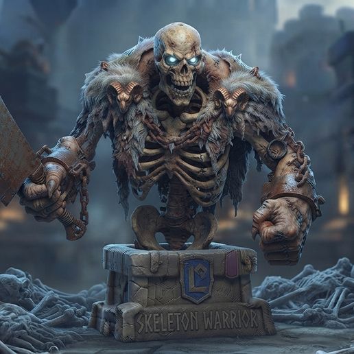 Skeleton Warrior - Bust (Fantasy 3D Print Model) 3D model