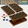 Portable-Checkers.jpg Portable Checker Set with Magnetic Board & Themed Game Pieces (8mm x 3mm Magnets) MineeForm FDM 3D Print STL File