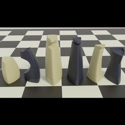 minimalist chess.jpg 3d печатная модель современного шахматного набора STL OBJ 3MF 3D печать