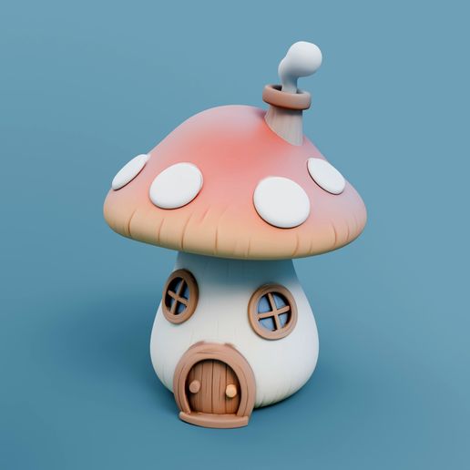 Mushroom House Figurine STL – Cute Fairy Cottage 3D Print for Fantasy Decor