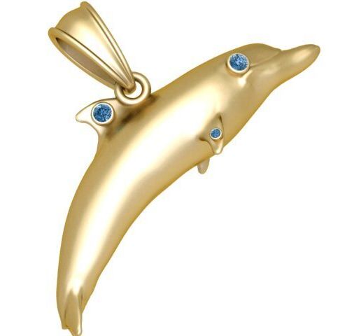 Dolphin Pendant with Blue Gemstone Eyes