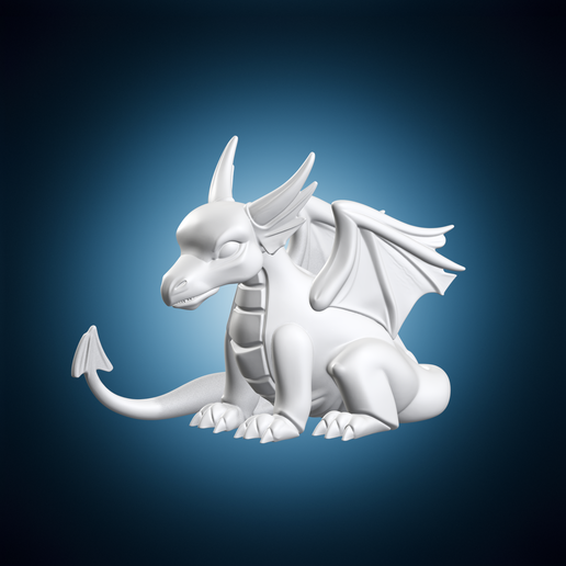 Cute Baby Dragon Sitting 3D Miniature