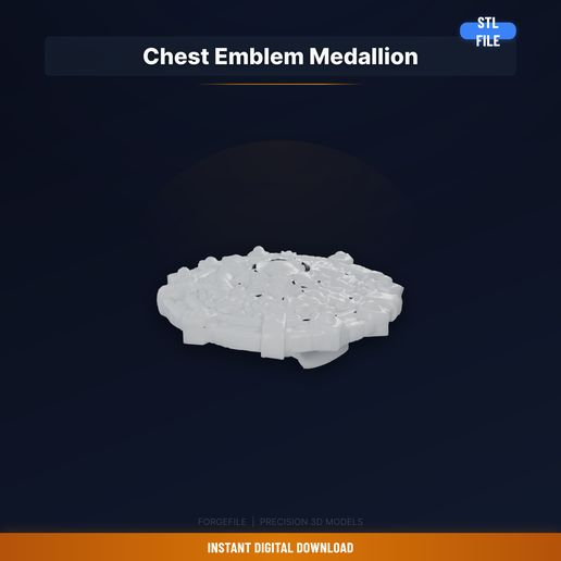 Large Chest Medallion Emblem, Ornate Design, Strap Or - 3D Printable STL File