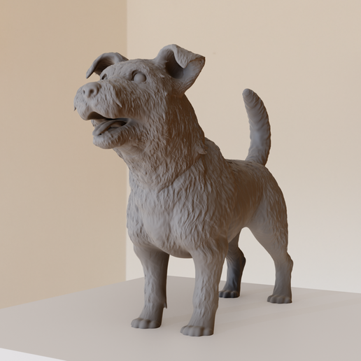 wire haired jack russel mouth open stl 3D model