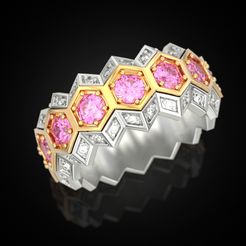 Honeycomb-ring-1.jpg STL file Honeycomb ring・3D print design to download