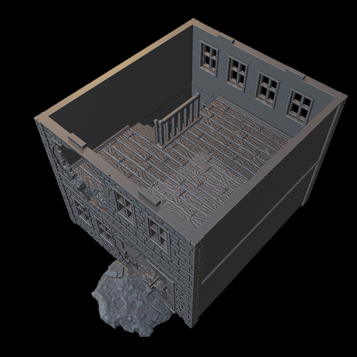 house-4-HD-scene-3.png WWII Tabletop Terrain Set 28mm scale (3D Printable Files) - Based on real buildings from Carentan, France