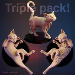 oh-baby-a-triple2.jpg Archivo STL ¡(casi) un triple paquete de lindos gatitos!・Objeto imprimible en 3D para descargar, Mesh_merchant