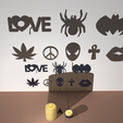 Candle-gadget-Combined-n3.png Candle Projection Gadgets Love Spiderman Batman Weed leaf Lips Peace Cross