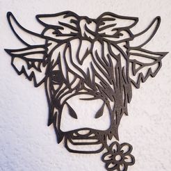 Vaca de las Tierras Altas decoración de pared ganado de montaña