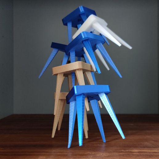 STL file 4 legged stool... aka chair. stack them higher・Model to download and 3D print・Cults