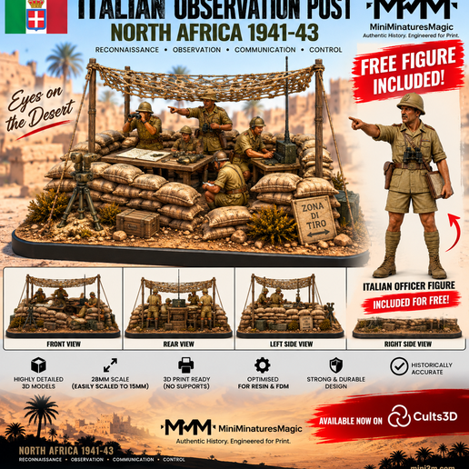 FREE Italian Officer – North Africa 1941–43  FREE SAMPLE STL – MiniMinaturesMagic 3D model