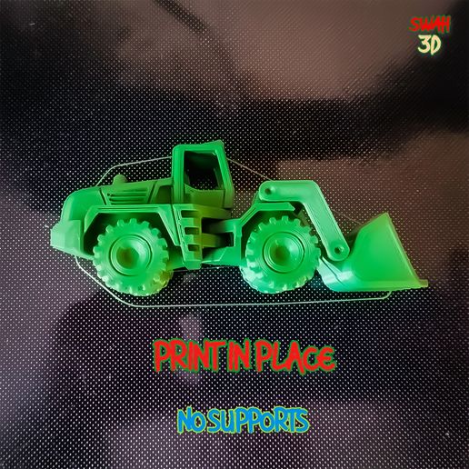 🛞 Wheel loader print in place・ STL File for 3D printing・Cults