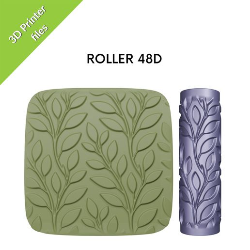 etsy-view48D.jpg Textur Mini Walzen für Ton, Rankenmuster, botanisch, Blatt, Natur inspiriert, Dateien für 3D-Druck, Set #48