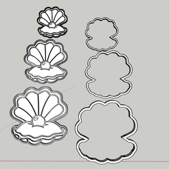 1.png STL file Sheel Pearl sea cookie cutter embossed cake decoration・3D printing idea to download