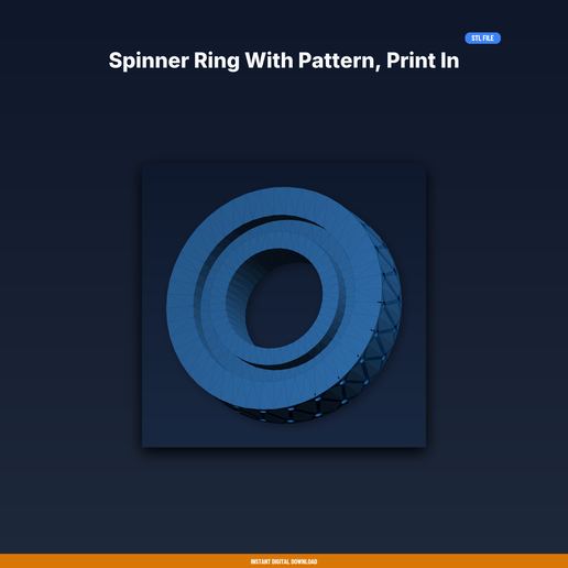 Spinner Ring with Pattern, Print in Place, Decorative - 3D Printable STL File