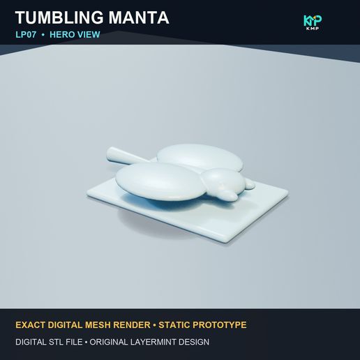 Tumbling Manta — Original Static Desk Sculpture STL Prototype
