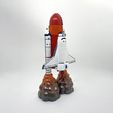rocket_pic2_square.jpg STL file Rocket Taking Off Pencil Holder Space Shuttle Launch Desk Decoration・3D printable model to download