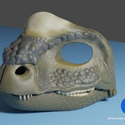 Pachy-Render2.jpg Fichier STL Masque de dinosaure portable Pachycephalosaurus・Objet pour impression 3D à télécharger