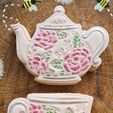 20230321_140840.jpg Flower Teacup and Teapot Cookie Cutter Stamper Embosser Set