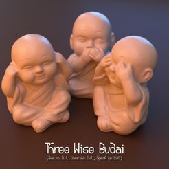 r1.jpg 3D file 3 Wise Budai (jolly buddha, See, Hear and speak no evil)・3D printing template to download