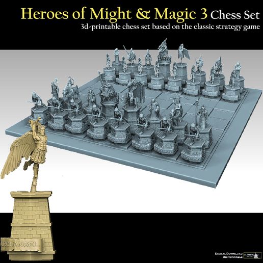 🪄 Heroes of Might and Magic 3 Chess Set・ STL File for 3D printing・Cults