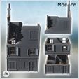 2.jpg Modern two-story house with tiled roof and chimney (ruined version) (6) - Modern WW2 WW1 World War Diaroma Wargaming RPG Mini Hobby