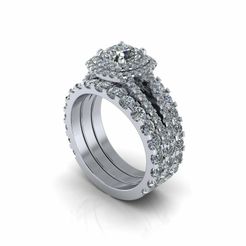 1.jpg Archivo STL Anillo Halo Diamante Redondo R6・Diseño imprimible en 3D para descargar