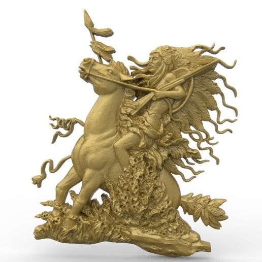 Native american warrior indian on a horse 3D model