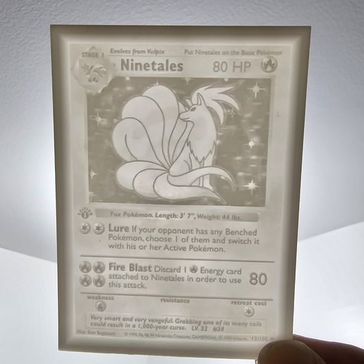 Ninetales Card Lithophane STL File for Cults