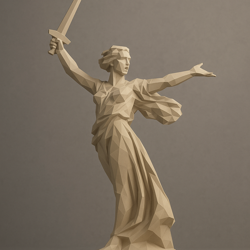 The Motherland Calls – Low Poly 3D Sculpture Model 3D model