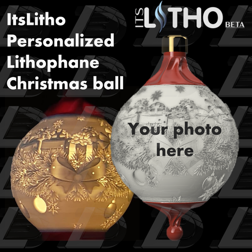Vignette.png Télécharger le fichier STL ItsLitho "Swirl" personalized lithophane Christmas ball • Objet imprimable en 3D, Ludo3D