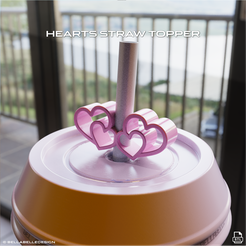 HEARTSCUP.png 3D file Hearts straw topper・Template to download and 3D print