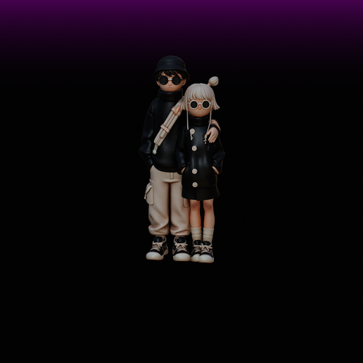 cool-best09.png Stylized Street Couple Figure STL
