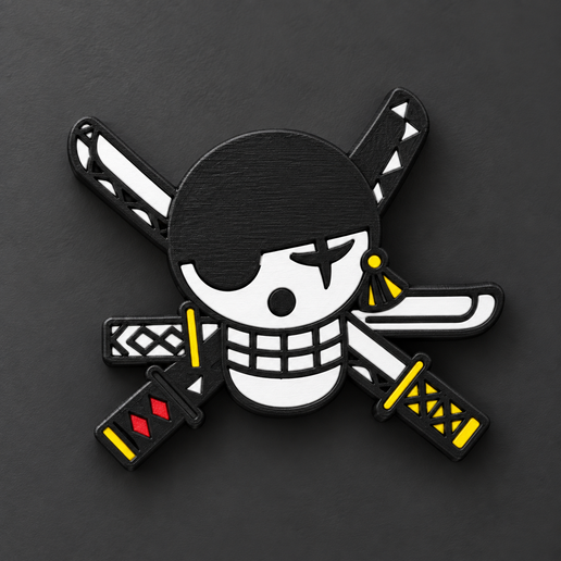 Zoro Jolly Roger Logo – One Piece 3D Print | Color 3MF + STL