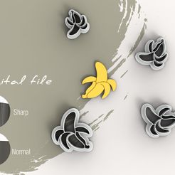 1.jpg Fichier STL Banana 2 Polymer Clay Cutters | Digital STL File | 5 Sizes | 2 Versions de Cutter・Plan pour imprimante 3D à télécharger