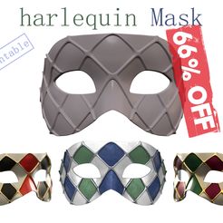Untitled-1 printable2Low.jpg STL file 3d print Venetian Harlequin Mask Print-ready・3D printable model to download