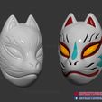 Japan_Kitsune_Demon_Mask_3d_print_file_08.jpg Japanese Fox Mask Demon Kitsune Cosplay STL File