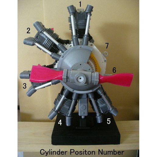 STL file Radial Engine, 7-Cylinders, Cutaway・Template to download and ...