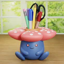 vileplume08.png Vileplume Planter Pen holder 2 models Easy print Pokemon
