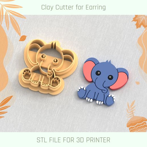 Cute Elephant Polymer Clay Cutter 3D model
