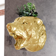 polar-bear-wall-planter.png Polar bear wall mount head planter cactus pot flower vase succulent STL file