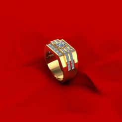 1.jpg STL file Man Wedding Diamond Ring R8・3D print design to download