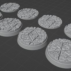 32mm-ovw.png STL file 4x 32mm base with broken tiles (+toppers)・3D printing idea to download
