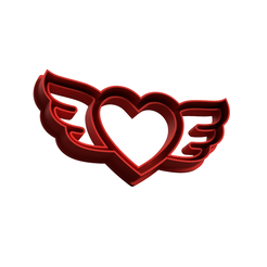 corazon con alas.png Archivo STL cookie cutter Heart with wings - cookie cutter valentine's day - valentine - love / cortante dia de los enamorados - san valentin - amor・Diseño de impresora 3D para descargar