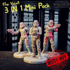 new_cover_trooper.jpg STL file 3 in 1 Stormtrooper Miniature Pack #01・3D print design to download