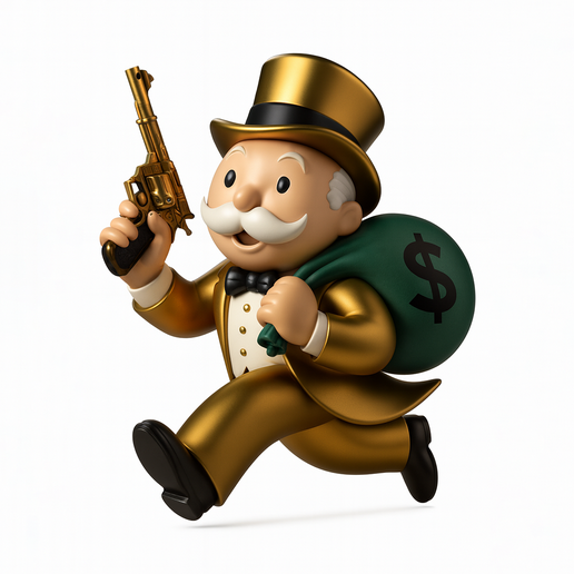 🤑 Mr. Monopoly Rich Uncle Gold Rush Run Cash Bag toy・ STL