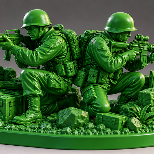 Green Army Toy Soldier – Back-to-Back Soldiers | STL