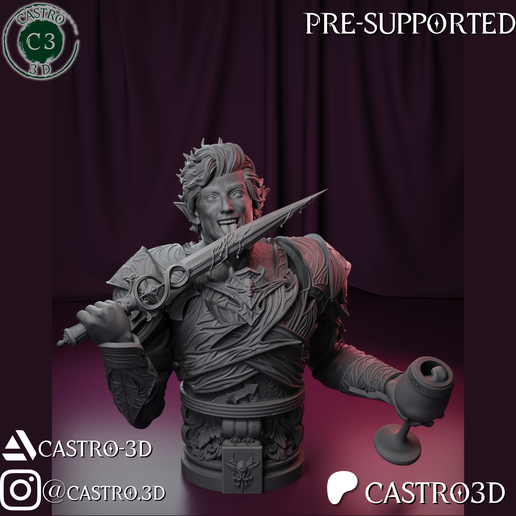 Astarion Ancunin - Baldurs Gate 3 Bust Collection 3D print model 3D model