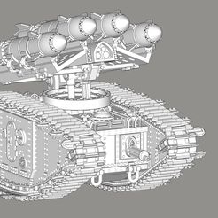 front-oblique-view.jpg Archivo 3D Battlemace 40 Millones Sky Hammer Mk V Vehículo de Artillería de Cohetes・Modelo para descargar y imprimir en 3D